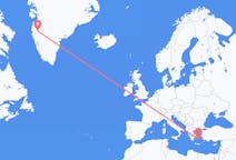 Flyg från Kangerlussuaq, Grönland till Naxos, Grekland