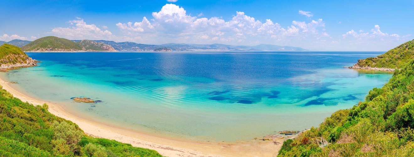 Photo of landscape of Vrasidas beach near Kavala, Macedonia, Greece, Europe.