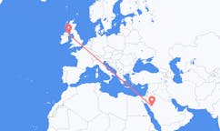 Flyrejser fra Al-`Ula, Saudi-Arabien til Belfast, Nordirland