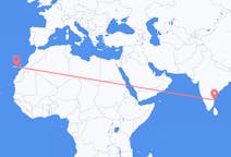 出发地 印度出发地 金奈目的地 西班牙拉斯帕尔马斯的航班
