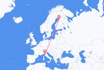 Vluchten van Oulu, Finland naar Pisa, Italië