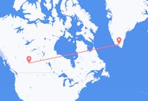 Vluchten van Edmonton naar Narsarsuaq