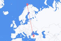 Flyg från Sørkjosen, Norge till Konya, Turkiet
