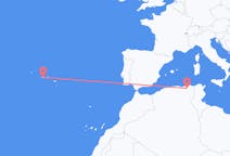 Flyg från Konstantin, Algeriet till Pico, Portugal