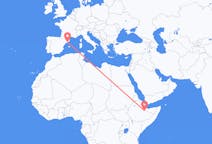 Flyg från Jijiga, Etiopien till Barcelona, Spanien