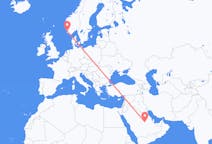 Vluchten van Riyad, Saoedi-Arabië naar Stavanger, Noorwegen