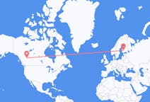 Vluchten van Dawson Creek, Canada naar Tampere, Finland