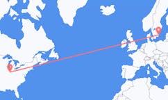 Loty z Indianapolis, Stany Zjednoczone do Kalmaru, Szwecja