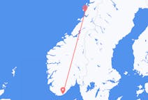 Vluchten van Brønnøysund naar Kristiansand