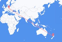Flyg från New Plymouth, Nya Zeeland till Prag, Tjeckien