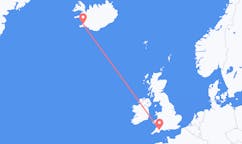 イギリスのエクセターから、アイスランドのレイキャビク行きフライト