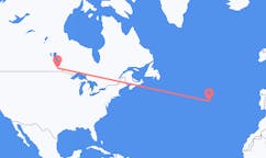 Vols de Winnipeg, le Canada vers l'île de Corvo, portugal