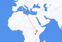 Vluchten van Eldoret, Kenia naar Malta, Malta