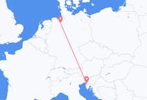 出发地 意大利出发地 的里雅斯特目的地 德国不来梅的航班