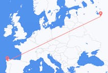 Fly fra Jaroslavl til Santiago de Compostela