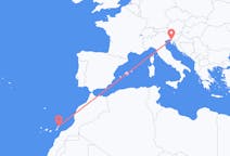 Vluchten van Triëst naar Lanzarote
