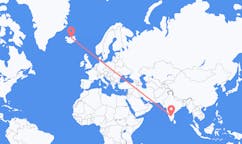 Fly fra byen Bangalore, Indien til byen Akureyri, Island