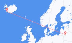 Fly fra byen Reykjavik, Island til byen Vilnius, Litauen