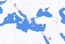 Flyreiser fra Medina, Saudi-Arabia til Friedrichshafen, Tyskland