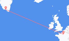 Flyg från Qaqortoq, Grönland till Paris, Frankrike