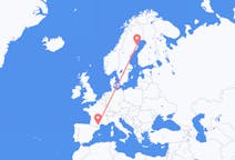 Flyrejser fra Carcassonne, Frankrig til Skelleftea, Sverige