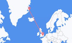 Flyreiser fra Ittoqqortoormiit, Grønland til London, England