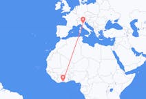 Flyreiser fra Abidjan, Elfenbenskysten til Bologna, Italia