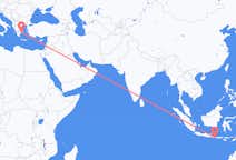 Vluchten van Denpasar, Indonesië naar Athene, Griekenland