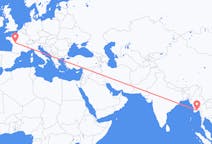 Flyreiser fra Yangon, Myanmar (Burma) til Poitiers, Frankrike