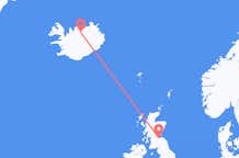 スコットランドのエディンバラから、アイスランドのアークレイリ行きフライト