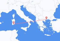 Vluchten van Kavala, Griekenland naar Cagliari, Trento, Italië