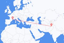 Flyrejser fra Peshawar til Montpellier
