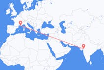Flyreiser fra Vadodara, India til Marseille, Frankrike