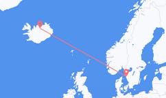 航班从瑞典哥德堡市到阿克雷里市，冰岛塞尔