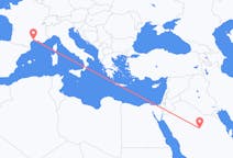 Loty z Al-Kasim, Arabia Saudyjska z Montpellier, Francja