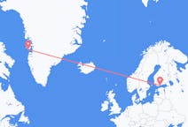 Vluchten van Qeqertarsuaq naar Helsinki