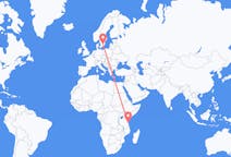 Flyreiser fra Zanzibar, Tanzania til Växjö, Sverige