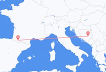Flyg från Sarajevo, Bosnien och Hercegovina till Lourdes (kommun i Brasilien, São Paulo, lat -20,94, long -50,24), Frankrike
