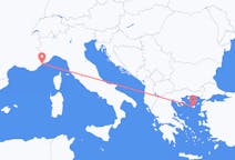 フランスのニースからから、ギリシャのリムノス島までのフライト