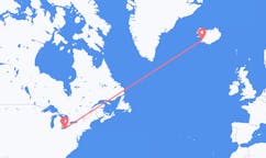 Flyg från staden Cleveland, USA till staden Reykjavik, Island