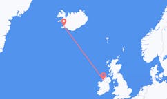 Fly fra byen Reykjavik til byen Donegal