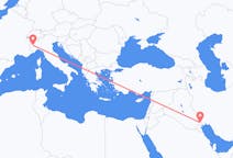 Flyg från Basra, Irak till Turin, Italien