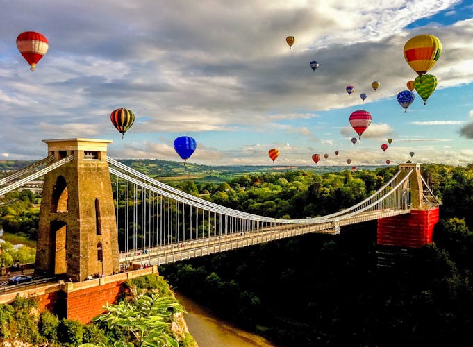 Photo of  international balloon fiesta is an annual event in Bristol as the balloons come over the Clifton Suspension Bridge.