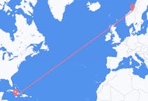 出发地 牙买加蒙特哥貝目的地 挪威特隆赫姆的航班