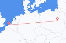 Flyg från Warszawa, Polen till Ostend, Belgien