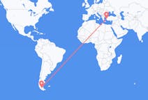 Flyreiser fra Punta Arenas, Chile til Izmir, Tyrkia