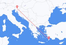 スロベニアのリュブリャナからから、ギリシャのロードス島までのフライト