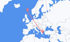 Fly fra Shetland Islands til Athen