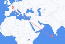 Flights from Kudahuvadhoo, Maldives to Lyon, France