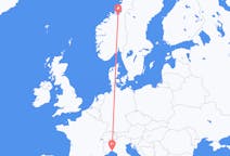 Vluchten van Trondheim, Noorwegen naar Genua, Italië